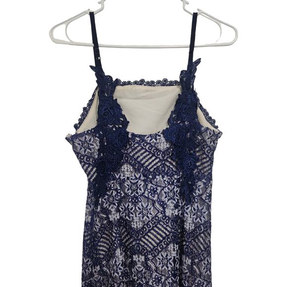 Foxiedox Daleyza Open Back Lace Navy Blue Midi Dress Medium - Picture 8 of 14